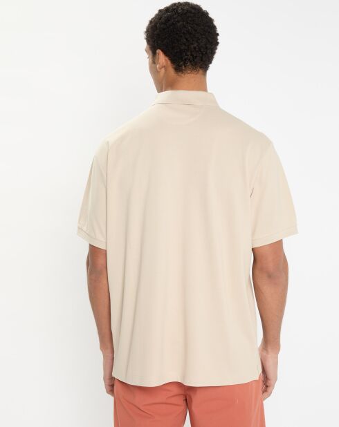 Polo Slim Fit uni piqué beige clair