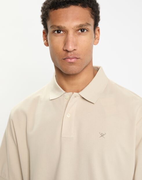 Polo Slim Fit uni piqué beige clair