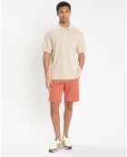 Polo Slim Fit uni piqué beige clair