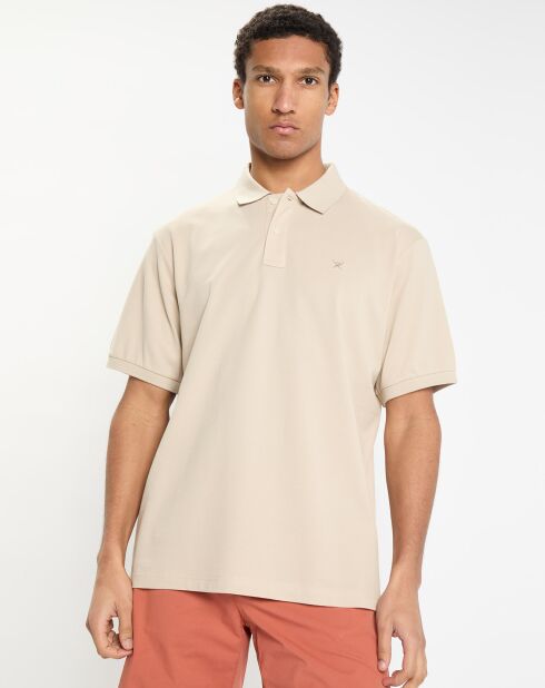 Polo Slim Fit uni piqué beige clair