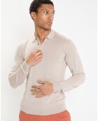 Pull polo en Laine & Soie beige