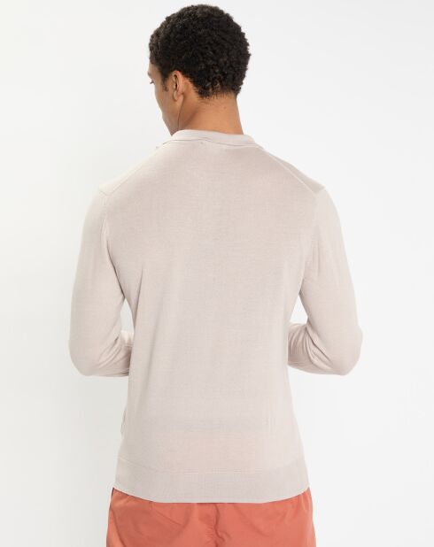 Pull polo en Laine & Soie beige