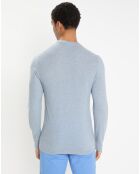 Pull en Laine, Soie & Cachemire col rond texturé bleu clair