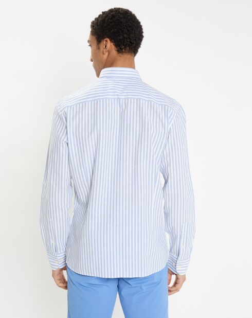 Chemise en Coton & Lin Slim Fit à rayures bleu/blanc