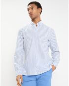 Chemise en Coton & Lin Slim Fit à rayures bleu/blanc