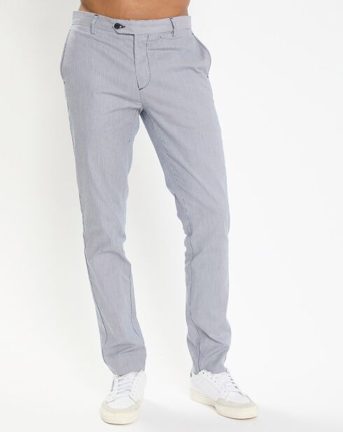 Pantalon en Coton & Lin chino Regular Fit Milleraie bleu/blanc