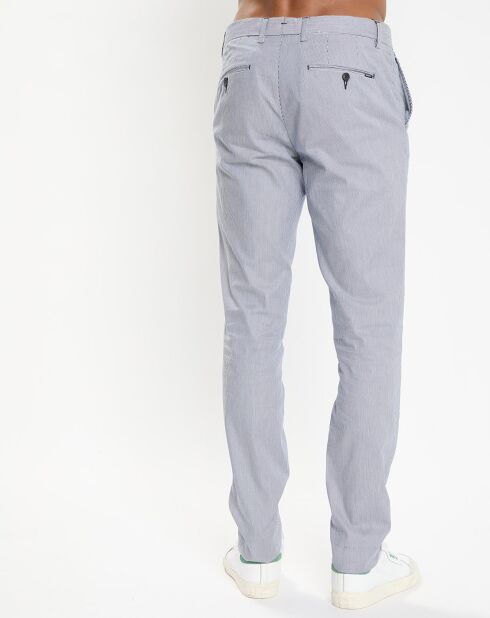 Pantalon en Coton & Lin chino Regular Fit Milleraie bleu/blanc