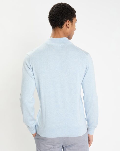 Pull en Coton & Soie col camionneur bleu moyen