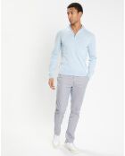 Pull en Coton & Soie col camionneur bleu moyen