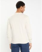 Pull en Coton & Soie col V écru chiné