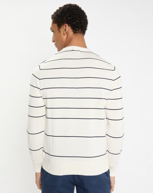 Pull col rond Marinière blanc/bleu