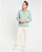 Pull en Coton & Soie col camionneur vert moyen