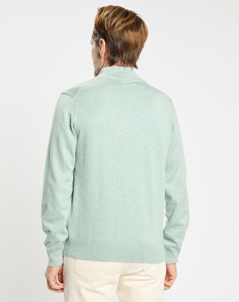 Pull en Coton & Soie col camionneur vert moyen