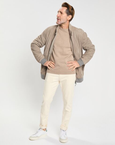 Blouson en Velours de Cuir beige