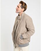 Blouson en Velours de Cuir beige