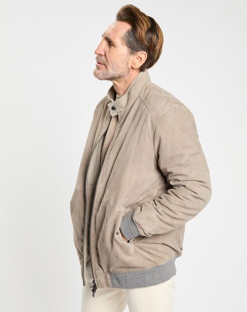 Blouson en Velours de Cuir beige