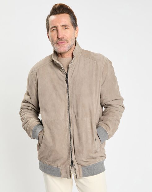 Blouson en Velours de Cuir beige