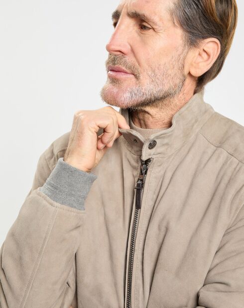 Blouson en Velours de Cuir beige