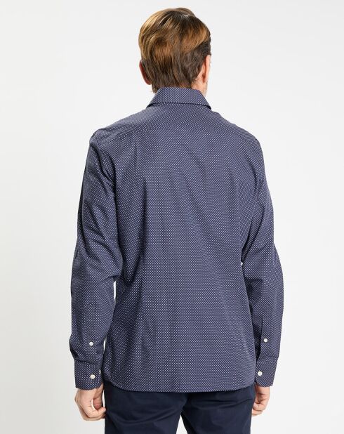 Chemise Slim Fit à micro imprimé géométrique bleue