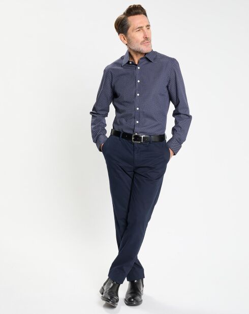 Chemise Slim Fit à micro imprimé géométrique bleue