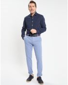 Chemise Slim Fit manches longues piquée unie bleu foncé