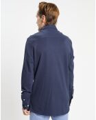 Chemise Slim Fit manches longues piquée unie bleu foncé