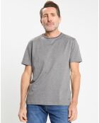 T-Shirt Regular Fit Mercerisé à rayures milleraie gris