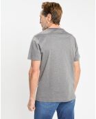 T-Shirt Regular Fit Mercerisé à rayures milleraie gris