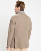 Veste à imprimé Prince de Galles beige foncé