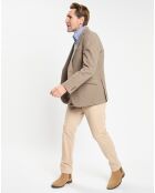 Veste à imprimé Prince de Galles beige foncé