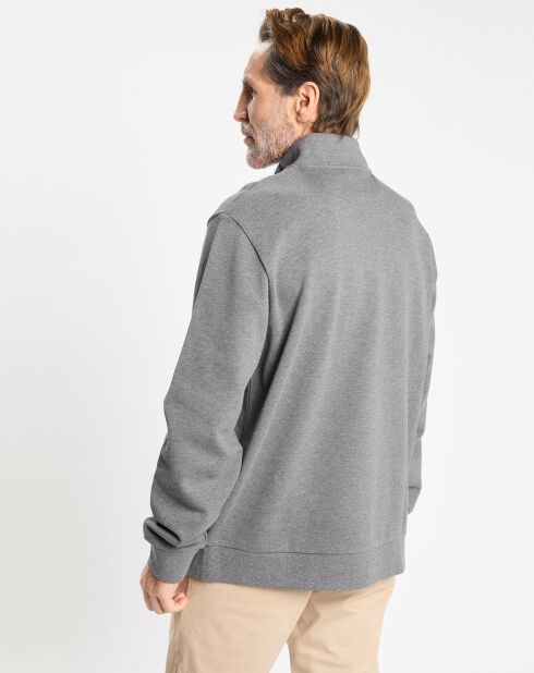 Sweat col montant 1/2 zip gris foncé