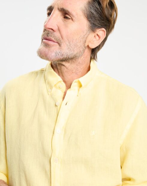 Chemise 100% Lin Slim Fit jaune chiné