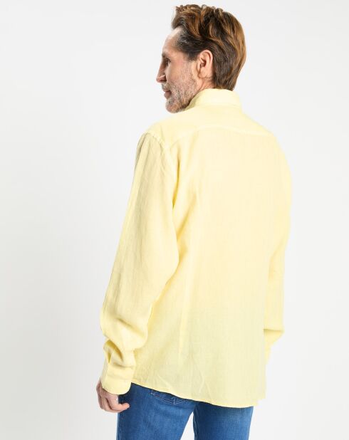 Chemise 100% Lin Slim Fit jaune chiné