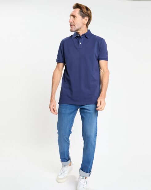 Polo Regular Fit uni piqué bleu