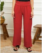 Pantalon 100% Lin Lucie rouge