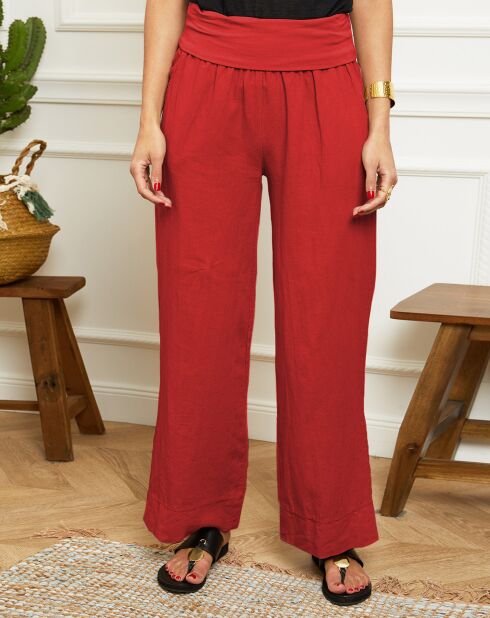 Pantalones Lucie rojos 100% lino
