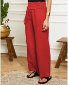 Pantalon 100% Lin Lucie rouge