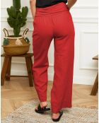 Pantalon 100% Lin Lucie rouge