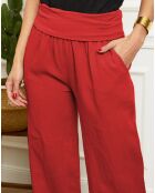 Pantalon 100% Lin Lucie rouge