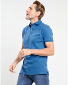 Polo Regular Fit uni piqué bleu moyen