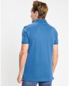 Polo Regular Fit uni piqué bleu moyen