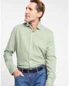 Chemise Slim Fit manches longues piquée unie verte