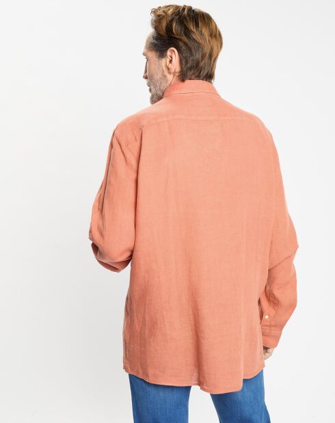 Chemise 100% Lin Slim Fit orange moyen