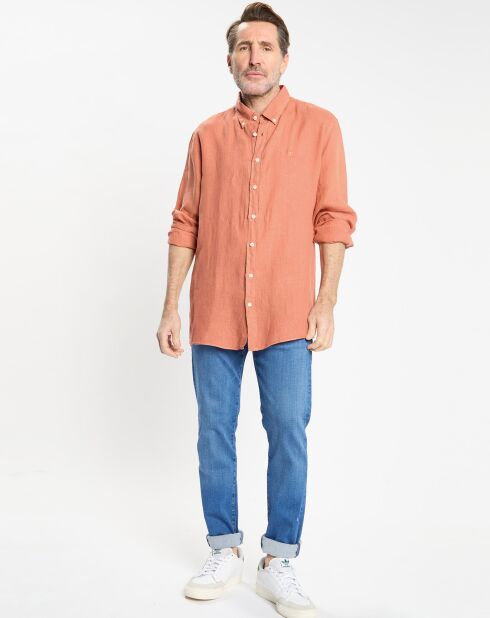 Chemise 100% Lin Slim Fit orange moyen
