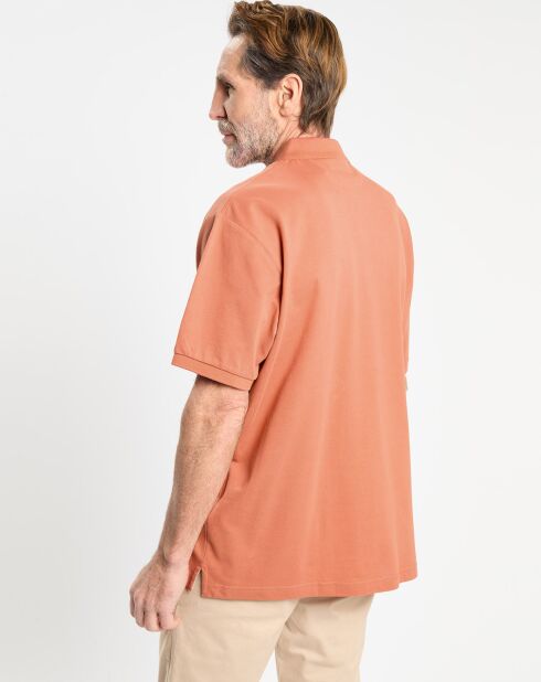 Polo manches courtes uni piqué orange moyen