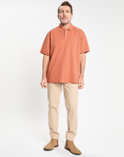 Polo manches courtes uni piqué orange moyen