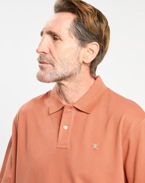 Polo manches courtes uni piqué orange moyen