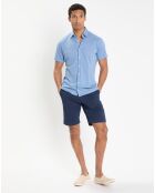 Chemise en Lin & Coton Slim Fit manches courtes Tricot bleu moyen