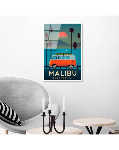 Tableau décoratif en verre trempé Malibu multicolore - 30x45 cm