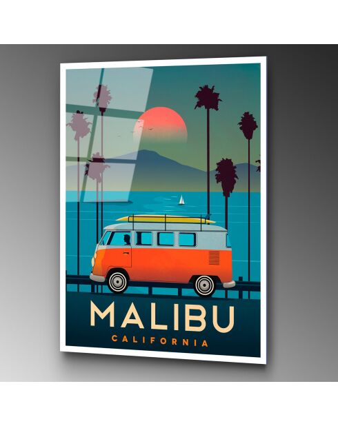 Tableau décoratif en verre trempé Malibu multicolore - 30x45 cm
